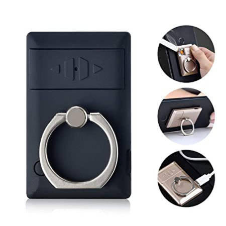 Mobile Phone Holder Ring Lighter Windproof USB Lighter (Black)