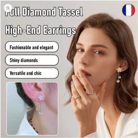 Diamond Tassel Earrings with Full Rhinestones