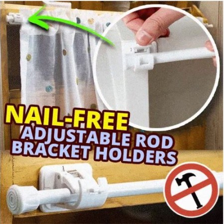 2Pcs Nail-free Adjustable Rod Bracket Holders