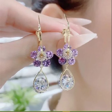 Fresh And Sweet Flower Zircon Earrings